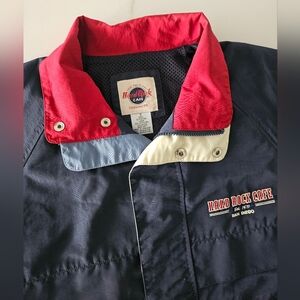 Vtg 80s Hard Rock Cafe Mens Sz S Jacket Zip Dark Blue Pockets SAN DIEGO